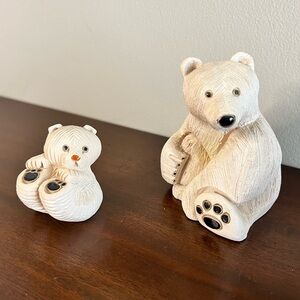 Vintage Polar Bears Mother & Baby figurines